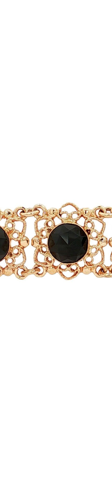 Vintage 14K Gold Boat Link Bracelet with Garnet